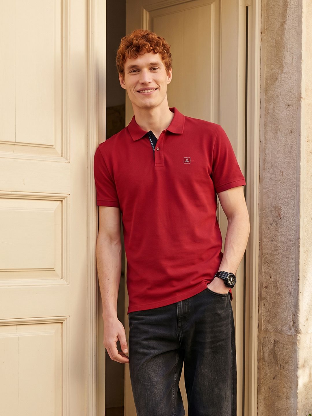 Mast & Harbour Polo Collar Pure Cotton T-shirt