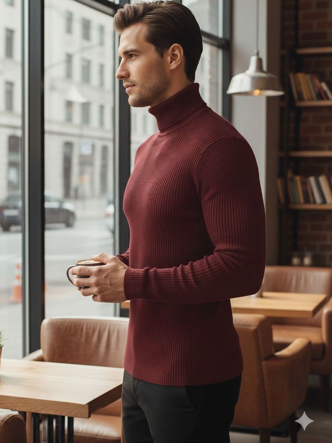 URBAN TREES Men Ribbed Woollen Pullover