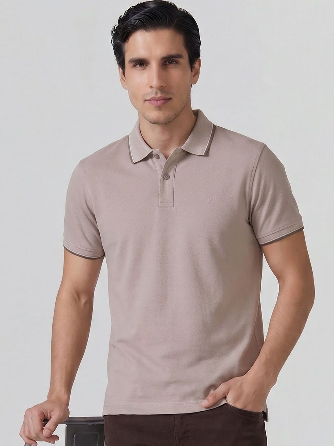 XYXX Men Solid Slim Fit Polo Collar Pure Cotton Tshirt