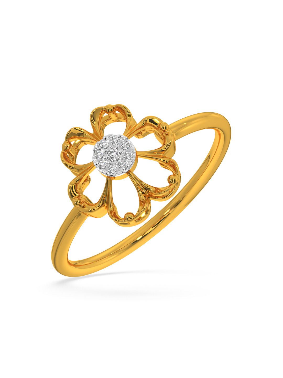 KISNA DIAMOND AND GOLD JEWELLERY 18Kt Gold Plated Stone Studded Finger Ring -0.03 CT