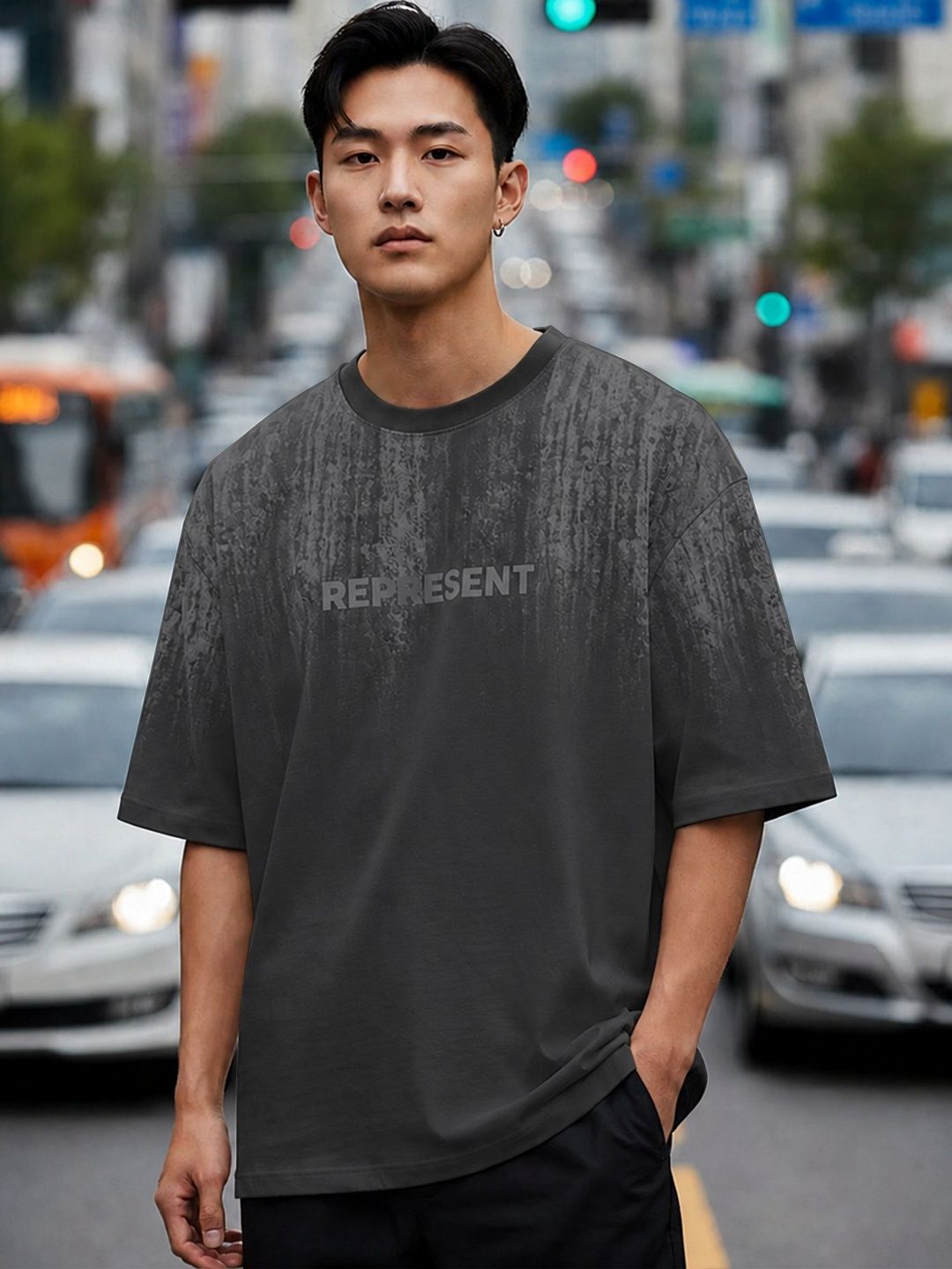 JUMPCUTS Men Typography Printed Drop-Shoulder Sleeves Cotton T-shirt
