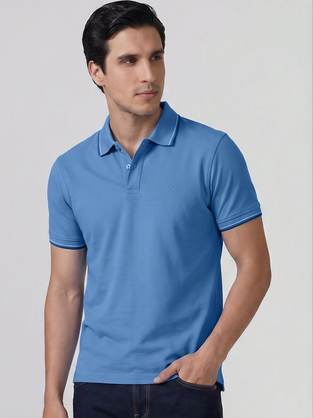 XYXX Men Solid Slim Fit Polo Collar Pure Cotton T-shirt