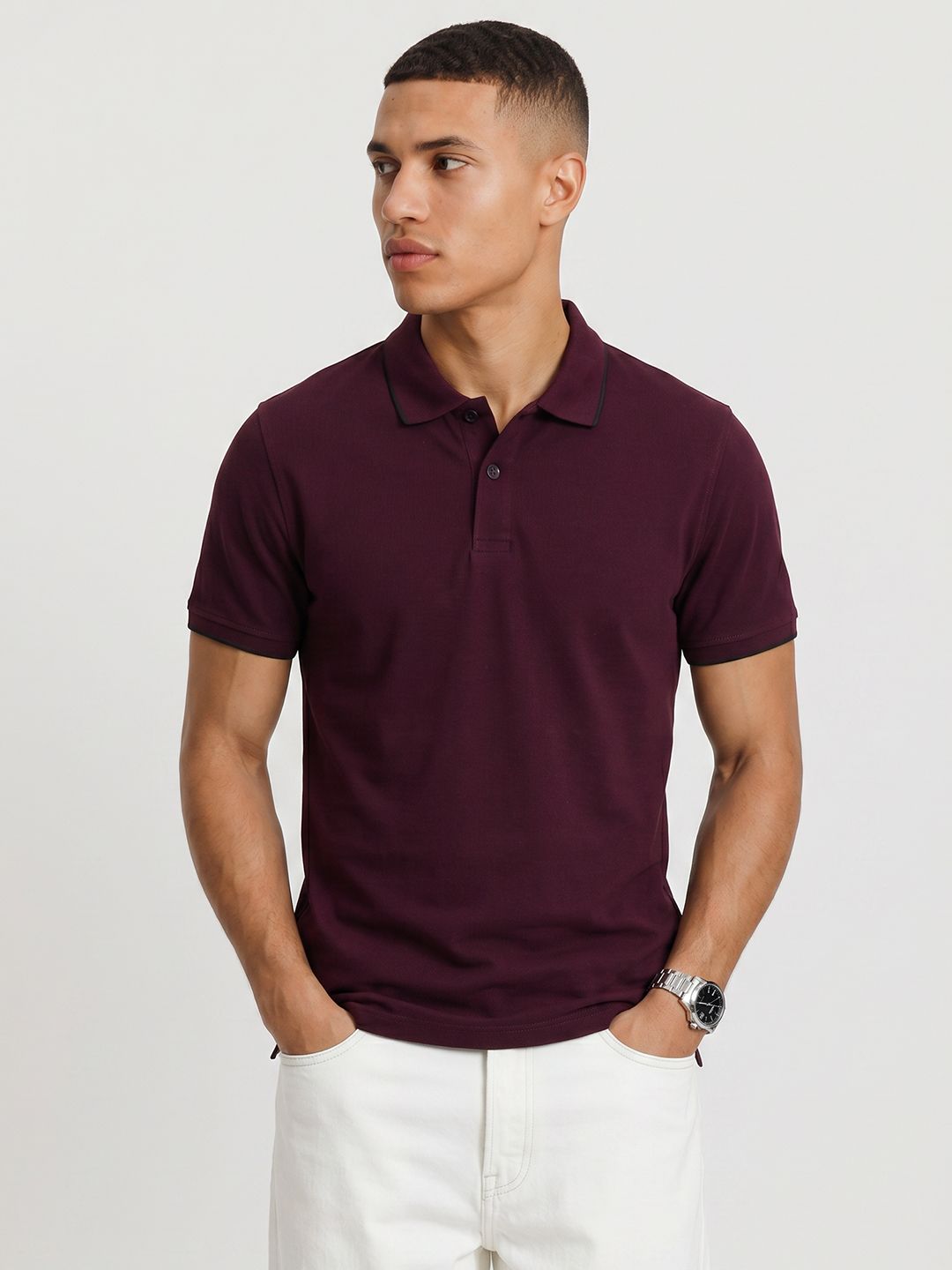 The Roadster Life Co. Polo Collar Pure Cotton T-shirt