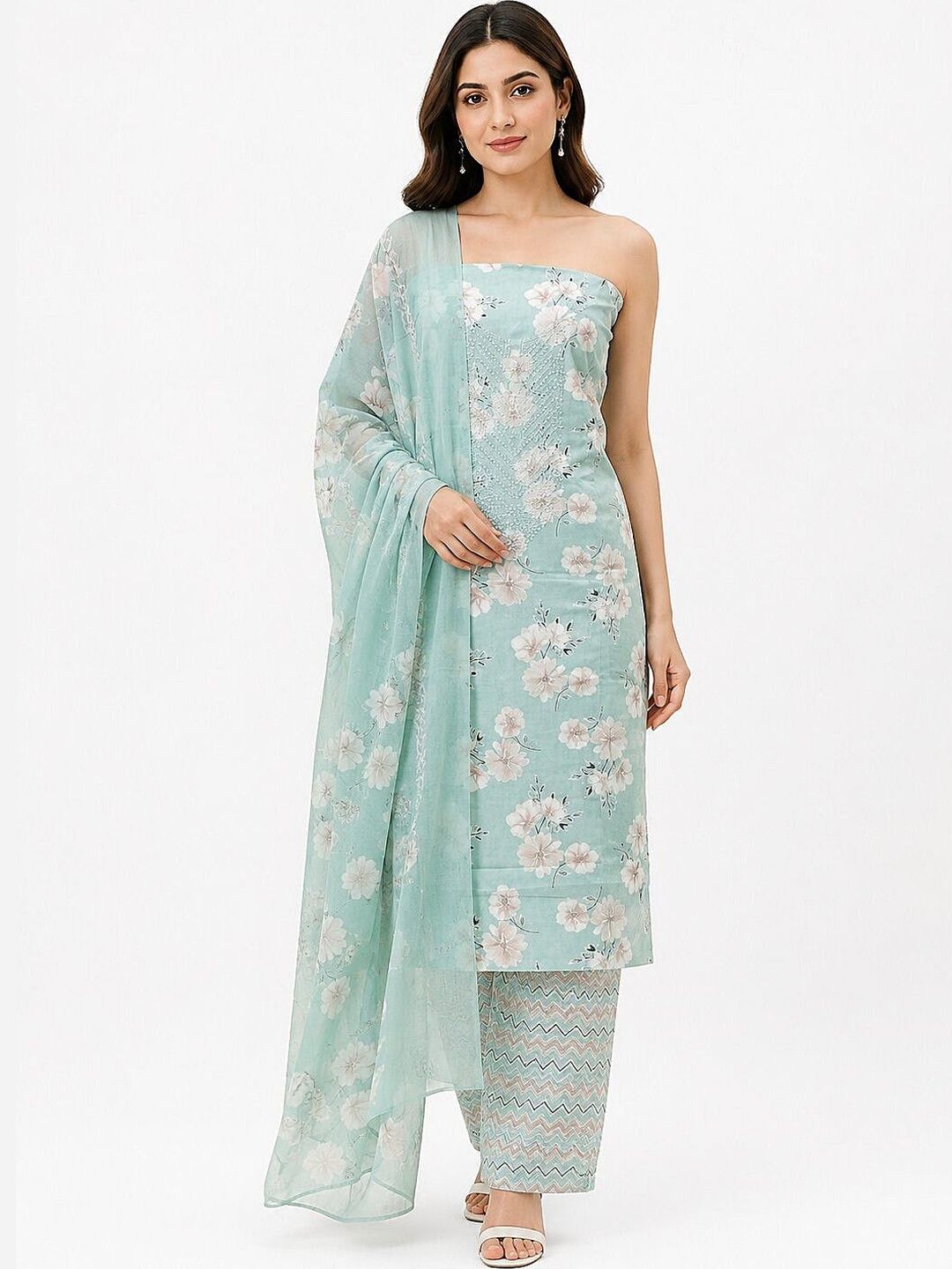 THE WEAVERS SHOP BY RAAVI Embroidered Pure Cotton Unstitched Dress Material