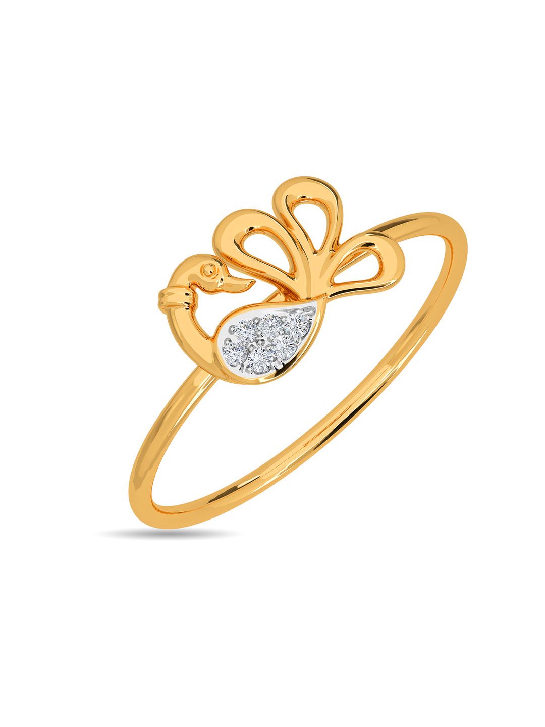 KISNA DIAMOND AND GOLD JEWELLERY 14KT Diamond Peacock Feather Ring 0.72gm