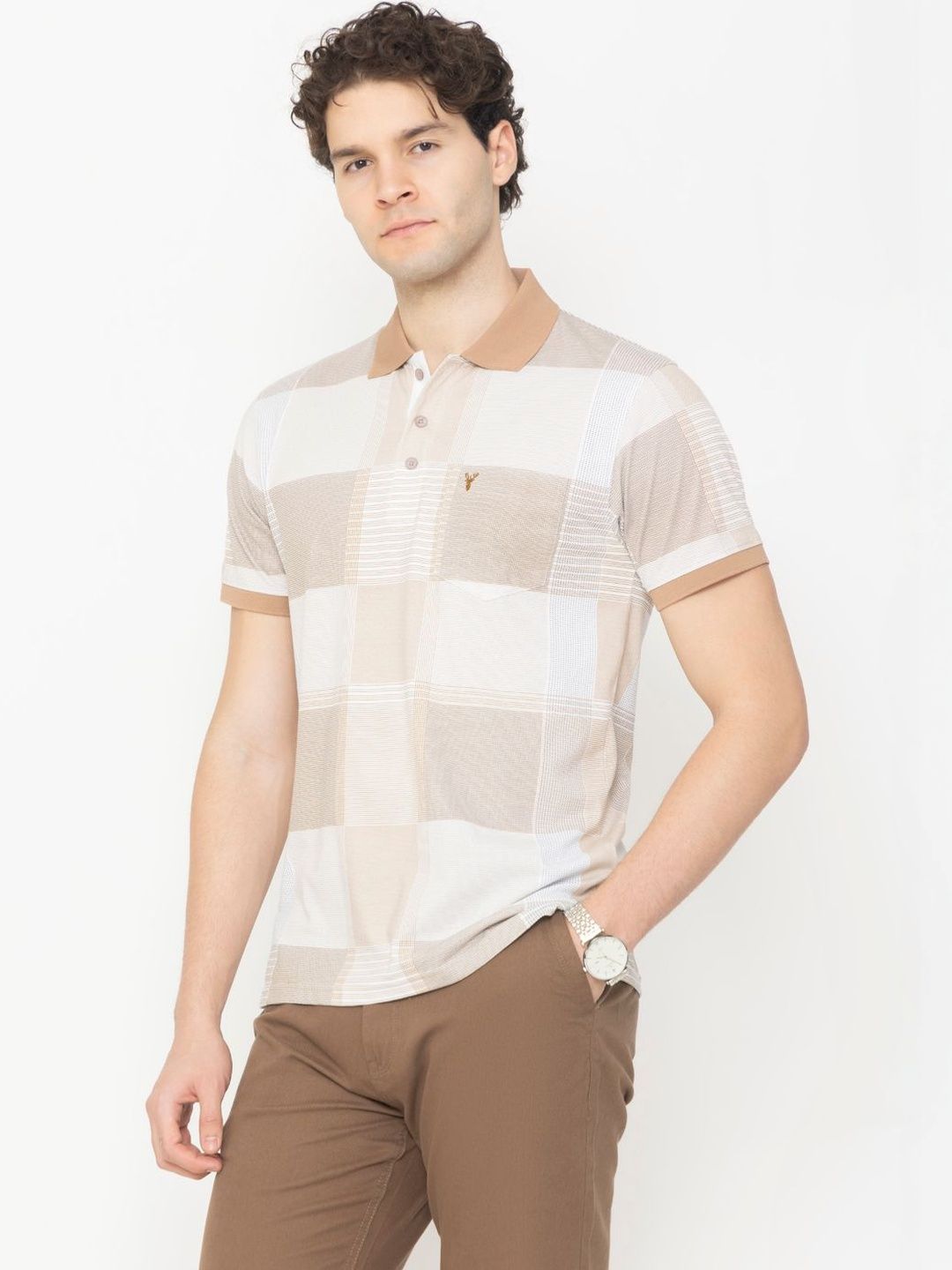 PRORIDERS Men Checked Polo Collar Cotton Pocket T-shirt