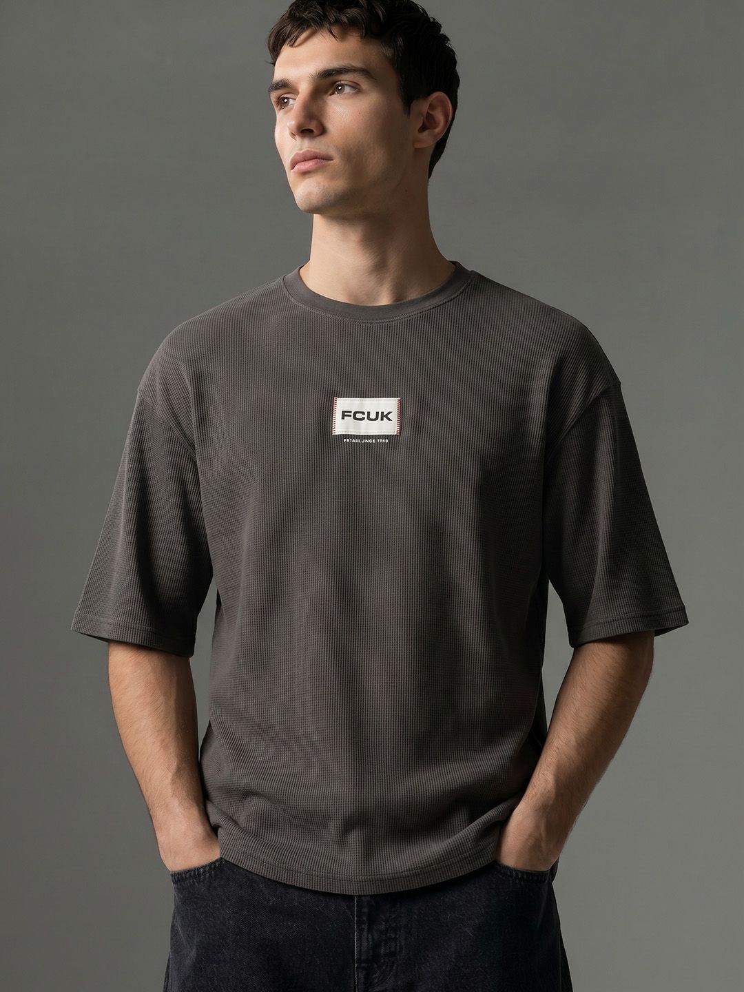 FCUK Oversized Textured T-shirt