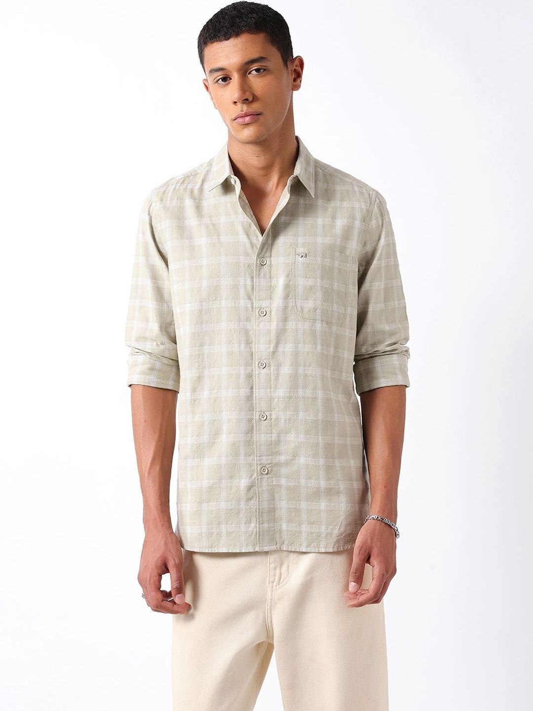 THE BEAR HOUSE Men Slim Fit Checked Casual Shirt