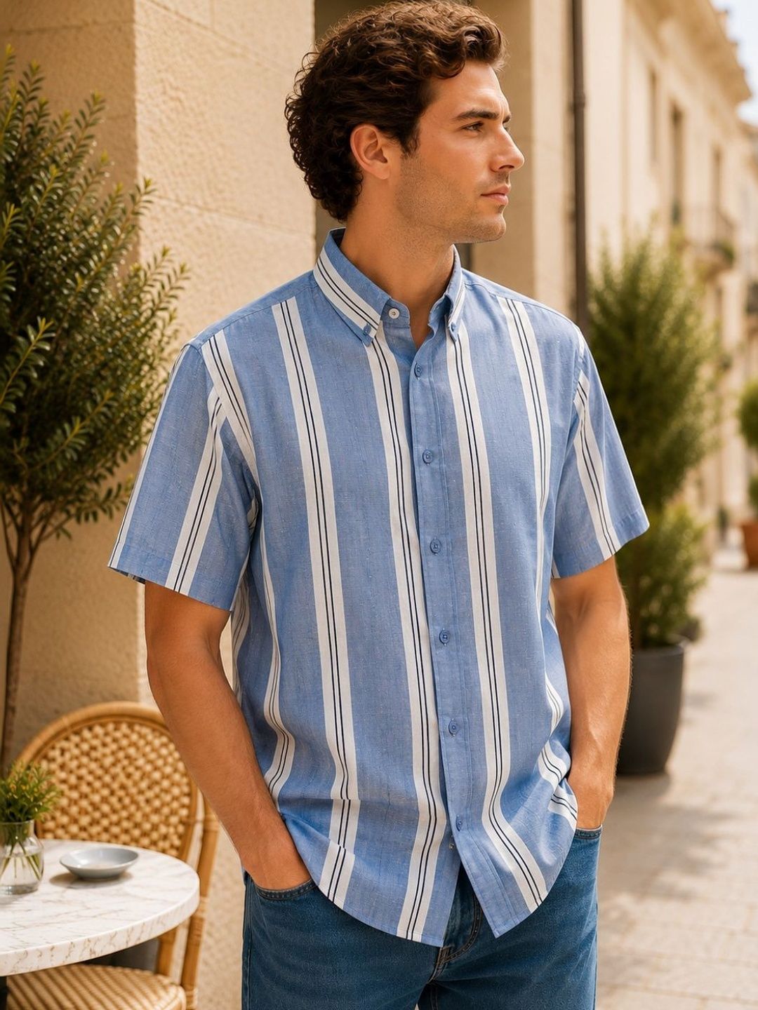 R.Code by The Roadster Life Co. Men Striped Casual Shirt