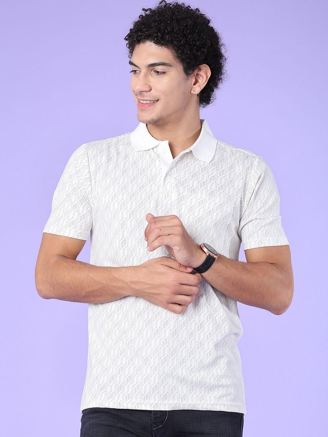 V-Mart Men Printed Polo Collar Pockets T-shirt