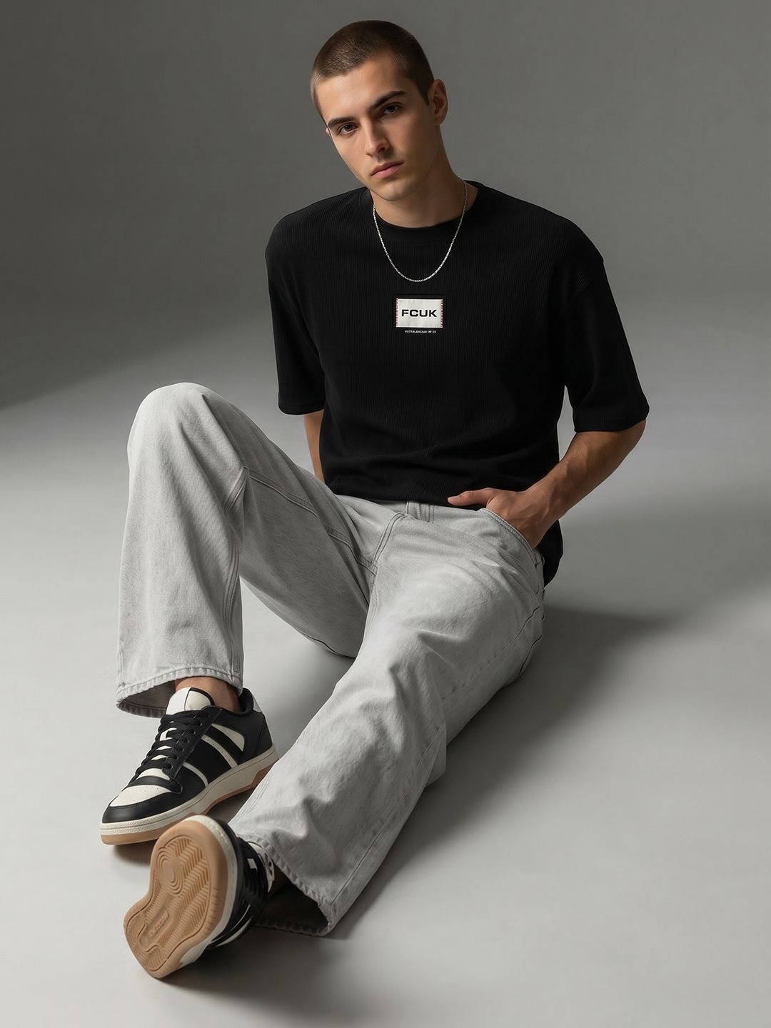 FCUK Oversized Textured T-shirt