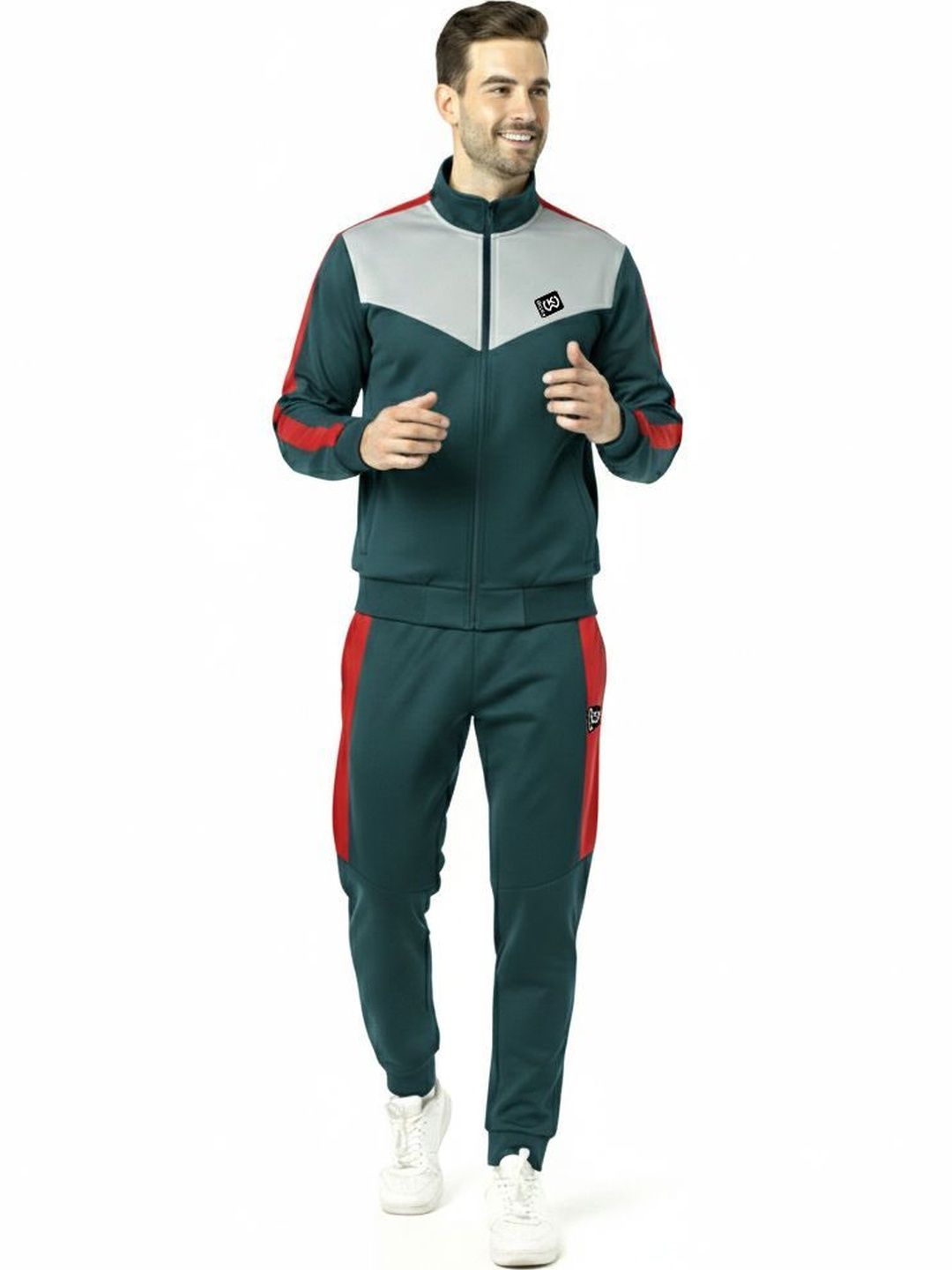 KWINGS Men Cotton Blend Mock Collar Tracksuits