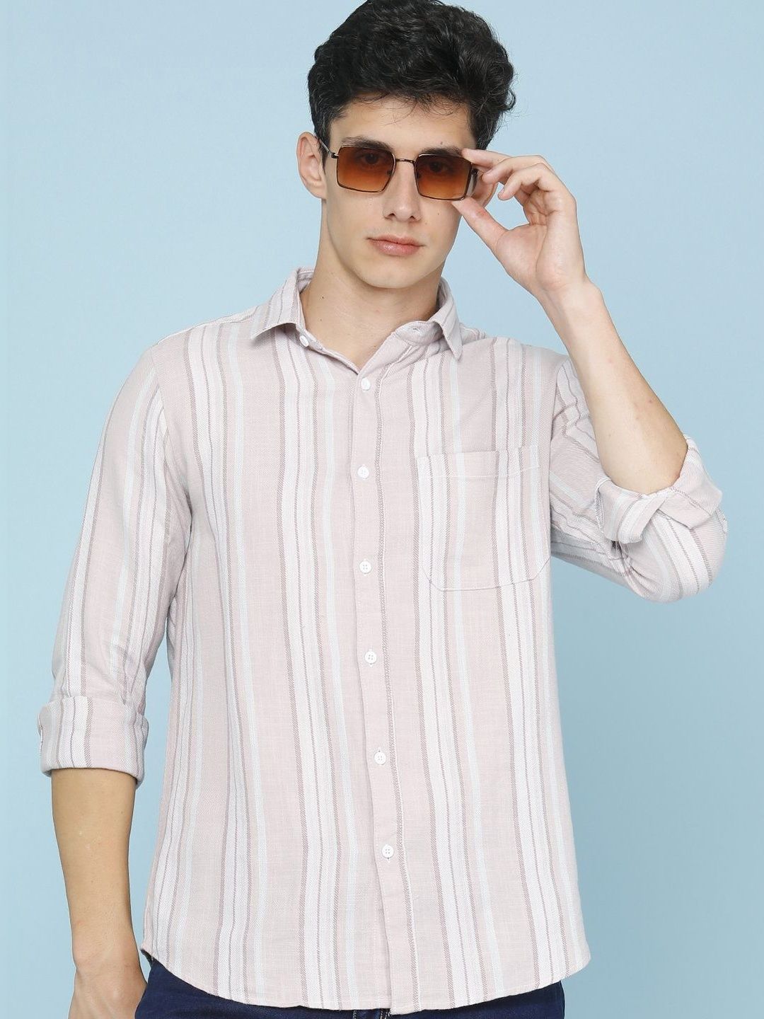 V-Mart Men Slim Fit Striped Casual Shirt