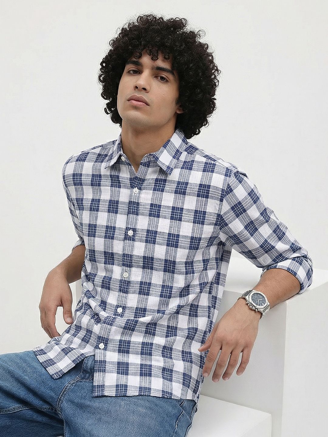 The Roadster Life Co. Tartan Checked Cotton Casual Shirt