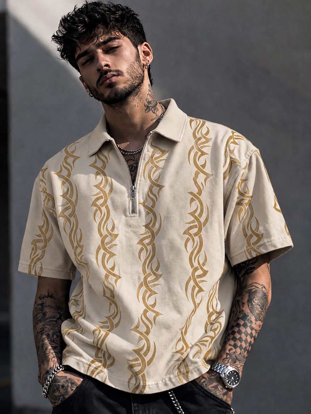 Force Men Printed Polo Collar T-shirt