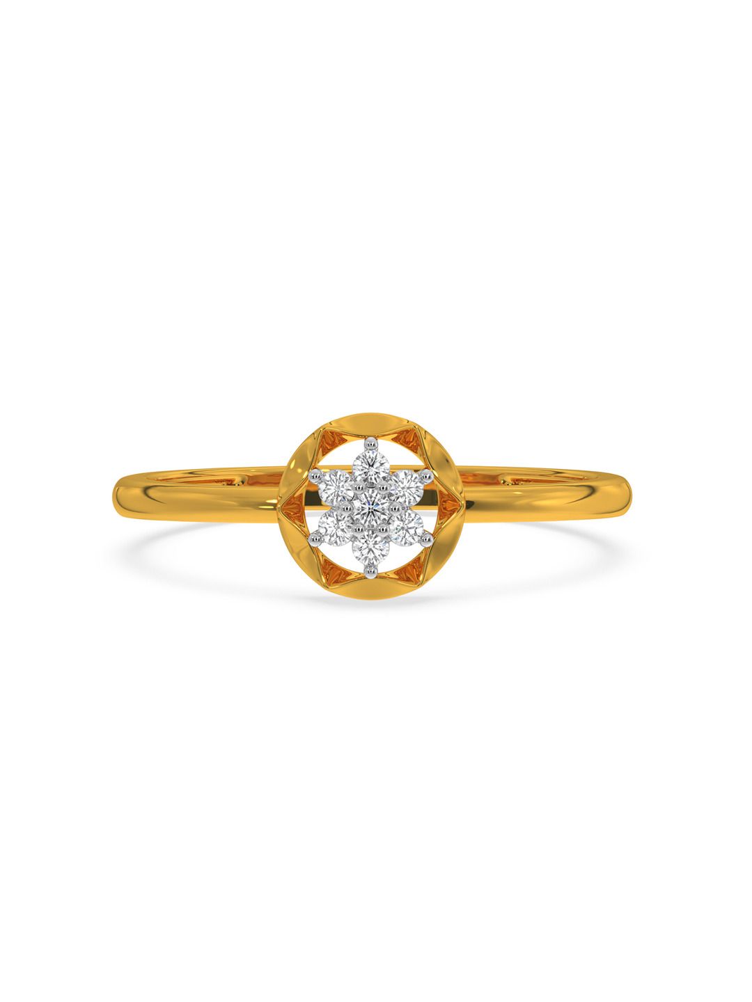 KISNA DIAMOND AND GOLD JEWELLERY Women 14KT Yellow Gold Finger Ring Diamond 0.07g
