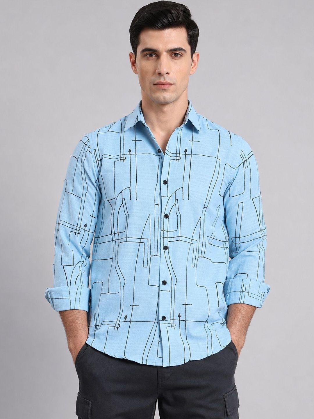 Indian Needle Men Classic Printed Casual Shirt