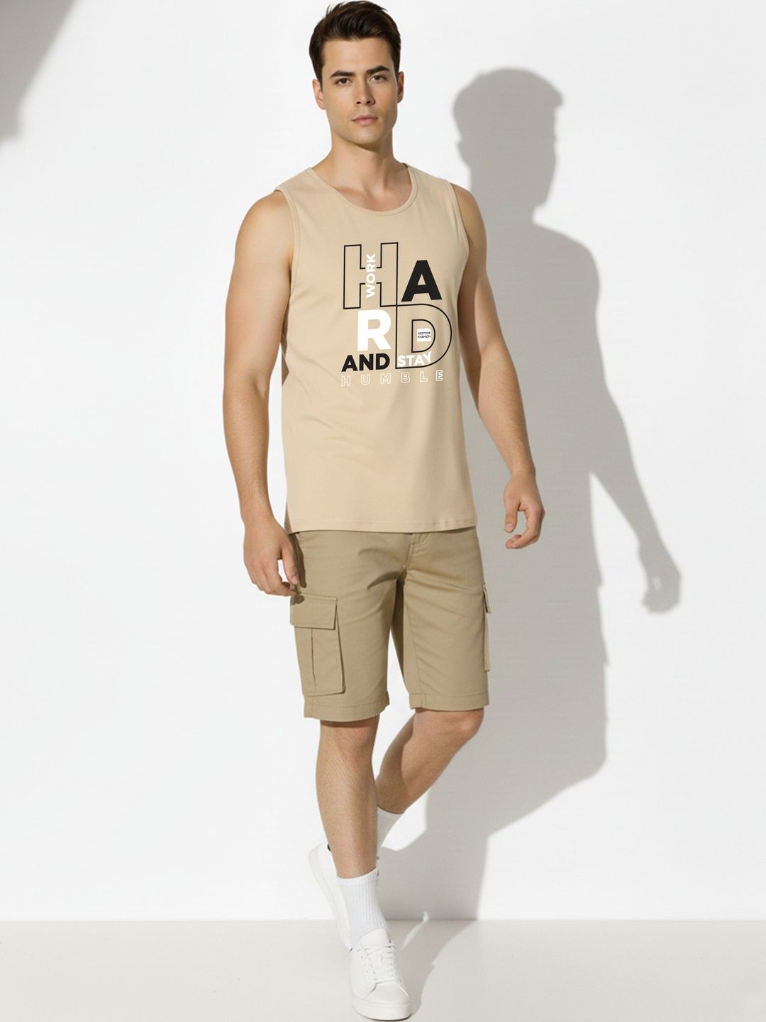 SKY HARBOAR Printed Cotton Gym Vest