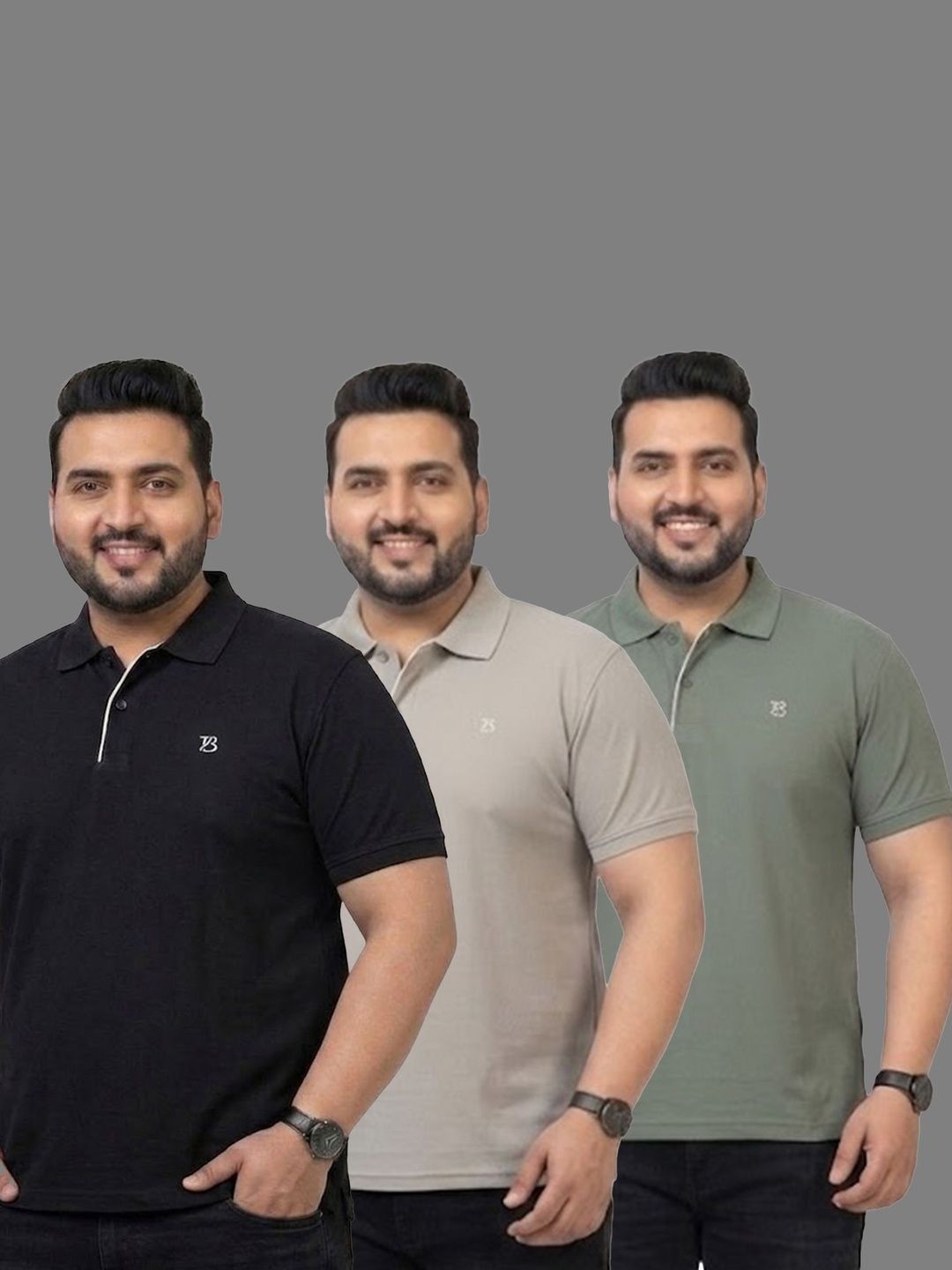 GEE 5 Men Brand Logo 3 Polo Collar Pockets T-shirt