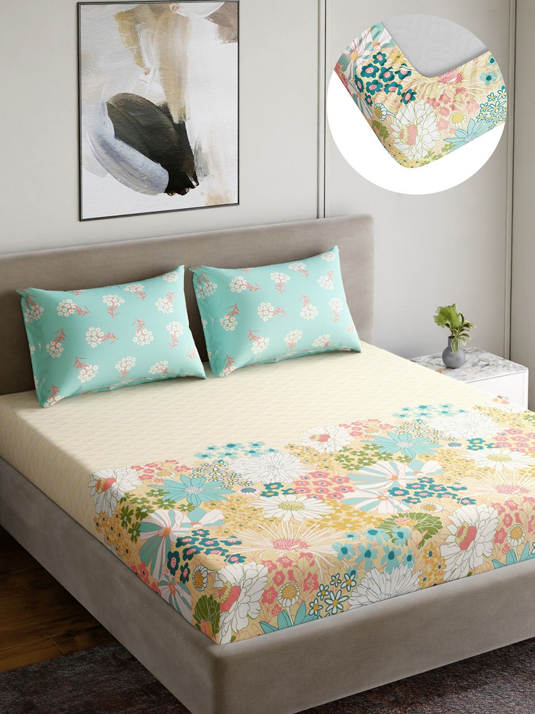 Home Ecstasy Home Ecstasy Unisex Sea Green Cotton Bedsheets-183 x 198 cm