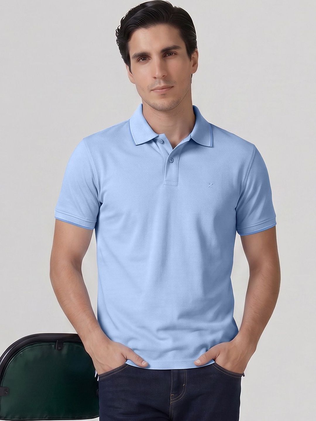 XYXX Men Solid Slim Fit Polo Collar Pure Cotton Tshirt