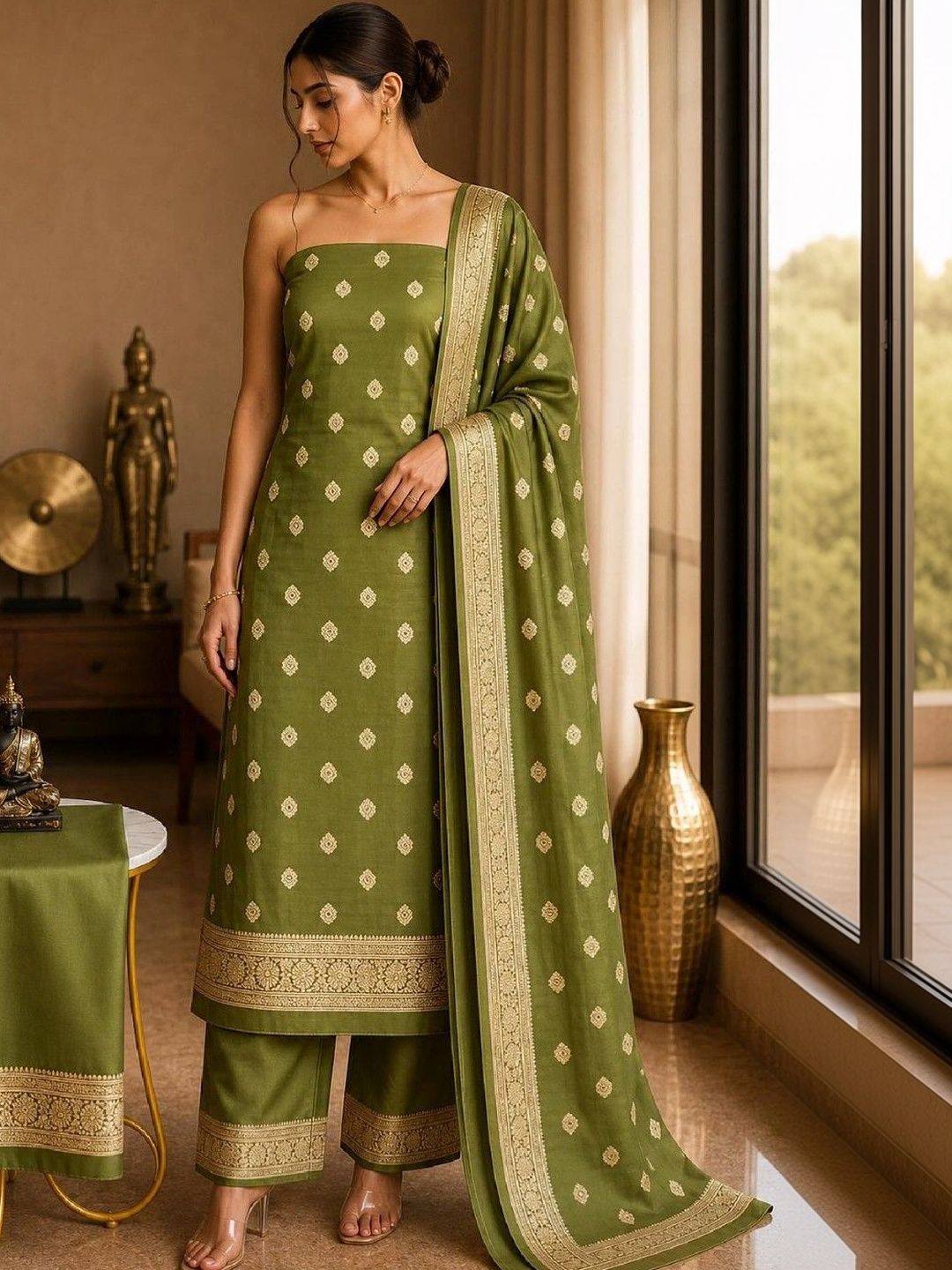 House of Pataudi Printed Unstitched Dress Material