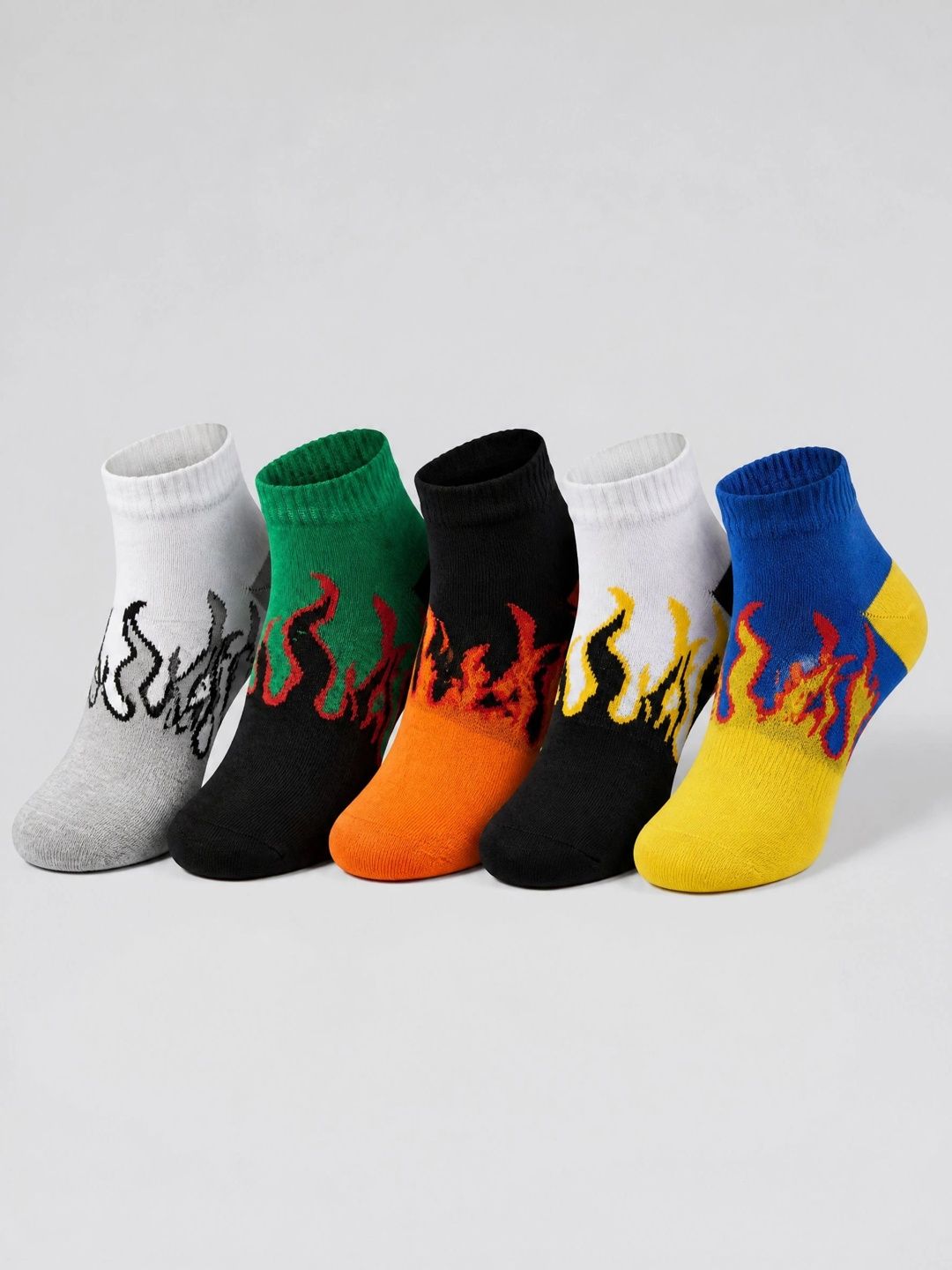 Moda Rapido Men Pack of 5 Cotton Blend Patterned Ankle Length Socks