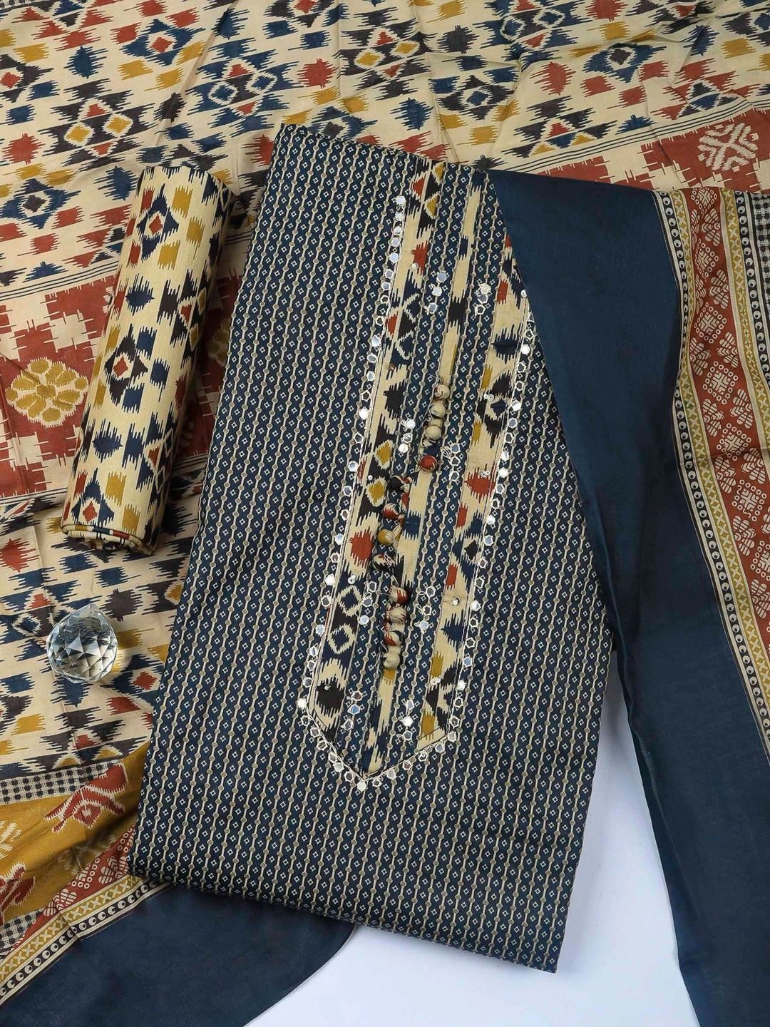 Meena Bazaar Printed Unstitched Dress Material
