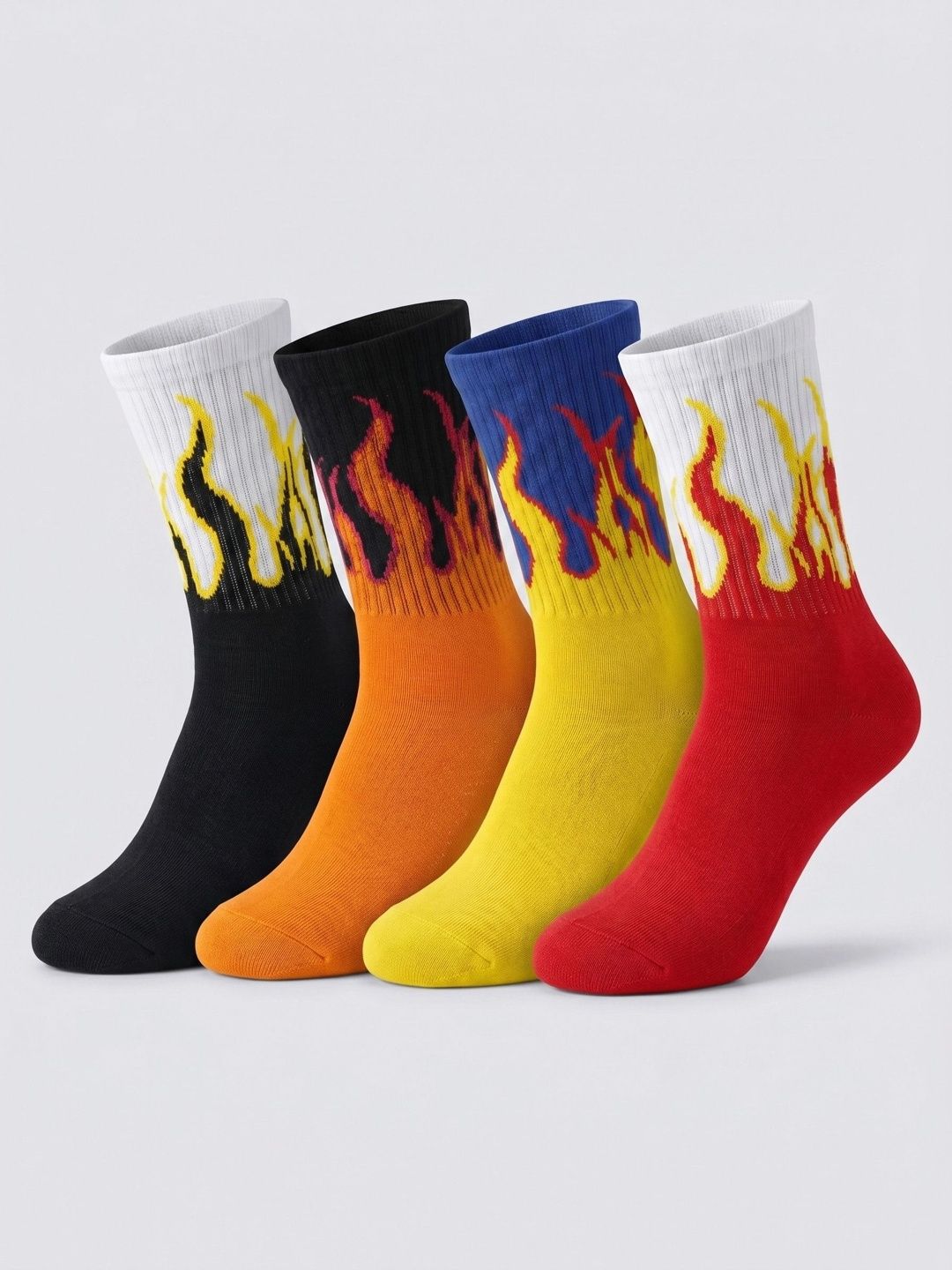 Moda Rapido Men Pack of 4 Cotton Blend Patterned Above Ankle Socks