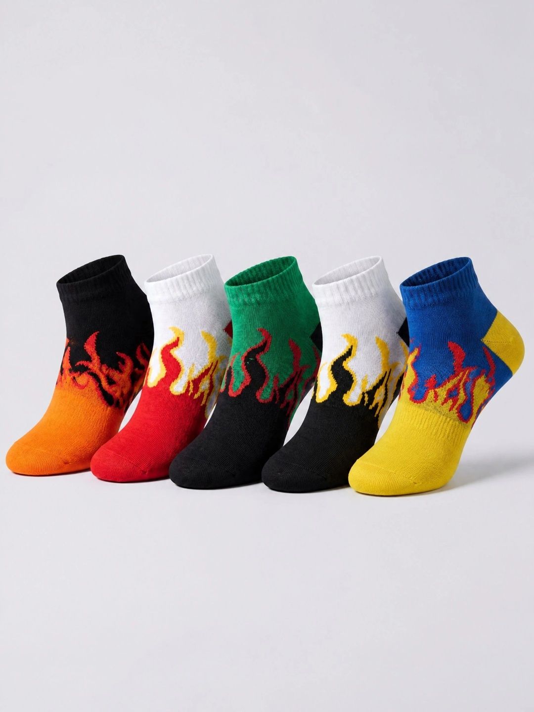Moda Rapido Men Pack of 5 Cotton Blend Patterned Above Ankle Socks