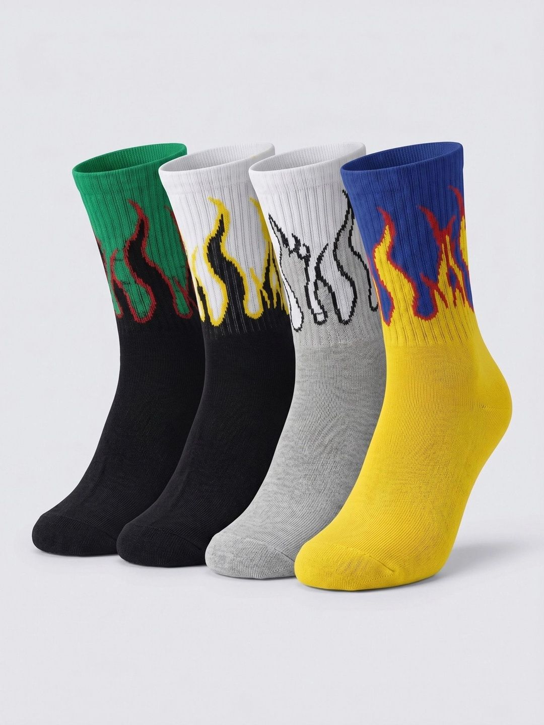 Moda Rapido Men Pack of 4 Cotton Blend Patterned Calf Length Socks