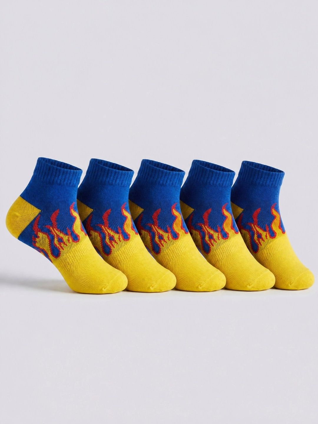 Moda Rapido Men Pack of 5 Cotton Blend Patterned Ankle Length Socks