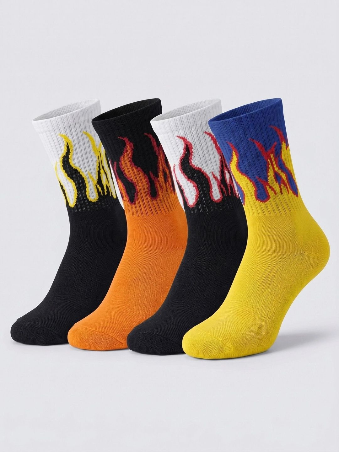 Moda Rapido Men Pack of 4 Cotton Blend Patterned Calf Length Socks