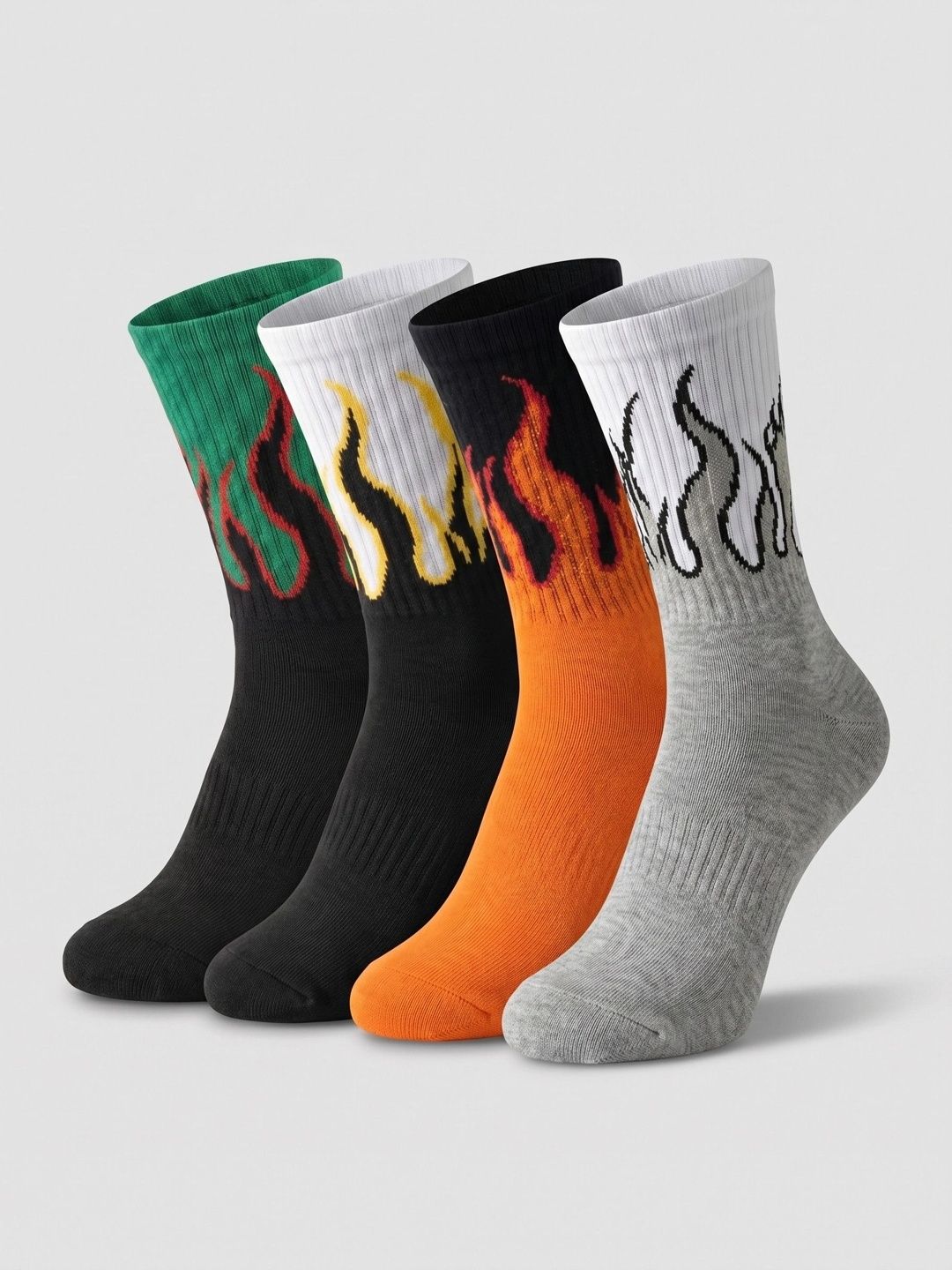 Moda Rapido Men Pack of 4 Cotton Blend Patterned Calf Length Socks