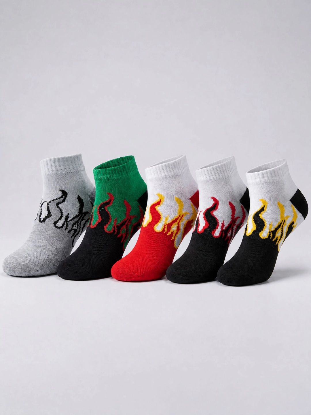 Moda Rapido Men Pack of 5 Cotton Blend Patterned Ankle Length Socks