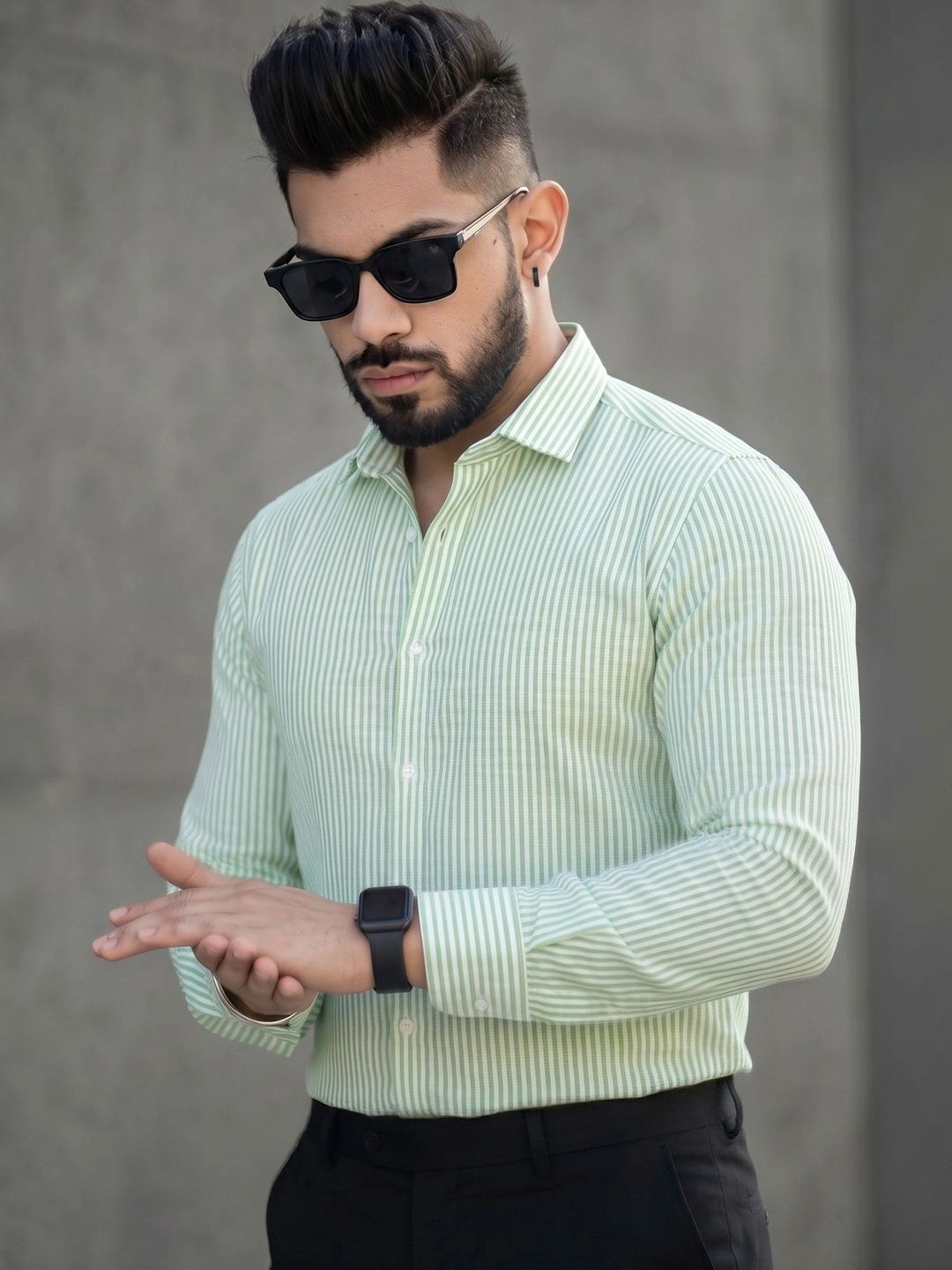 SOLSTICE Men Straight Striped Casual Shirt