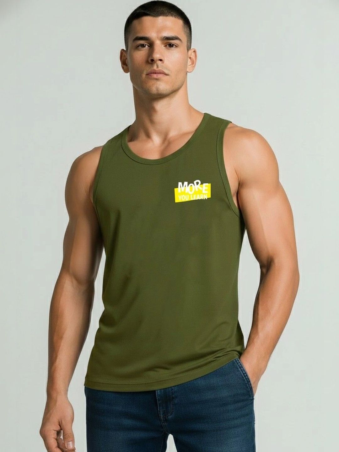 SKY HARBOAR Printed Cotton Gym Vest