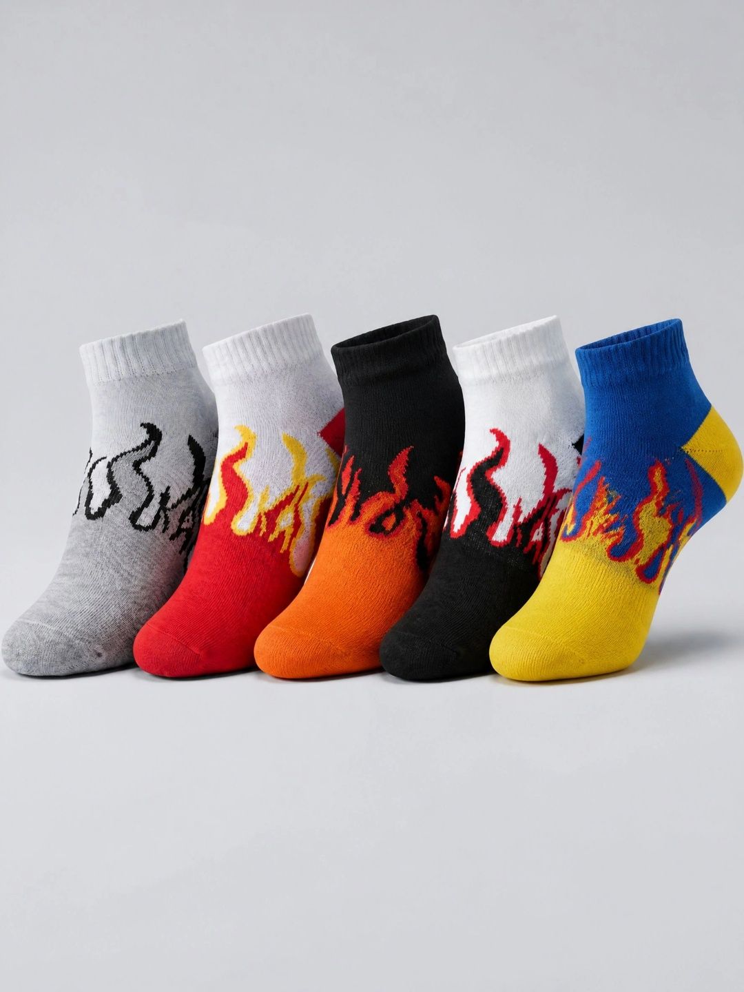 Moda Rapido Men Pack of 5 Cotton Blend Patterned Ankle Length Socks