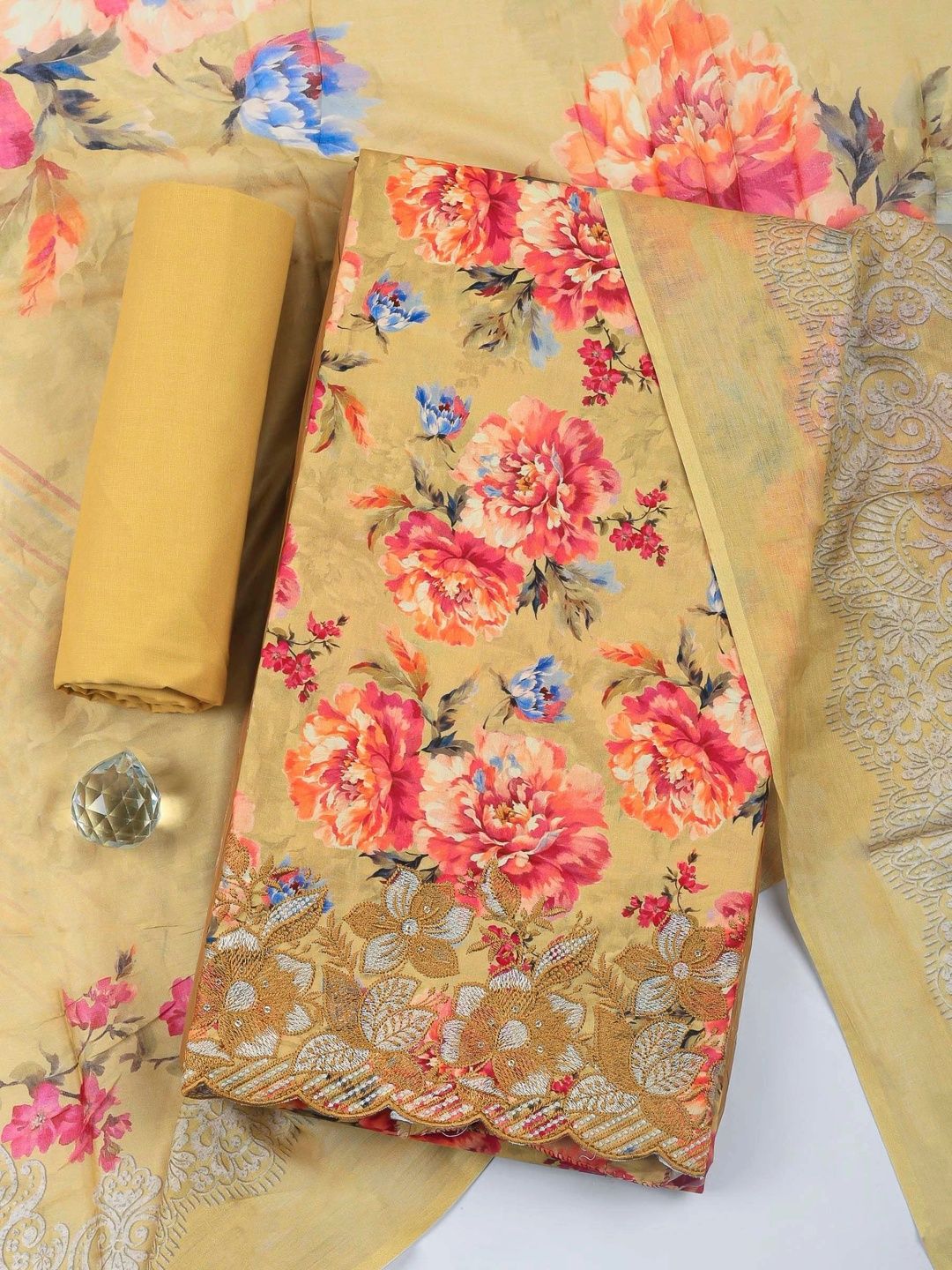 Meena Bazaar Printed Unstitched Dress Material