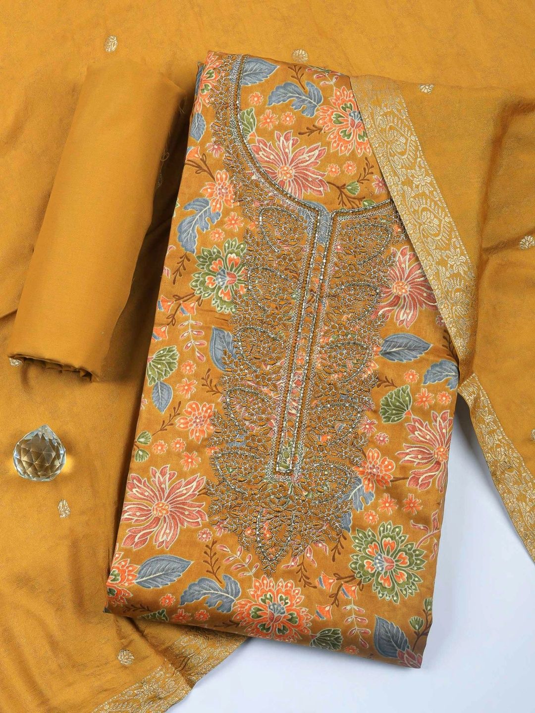 Meena Bazaar Printed Unstitched Dress Material