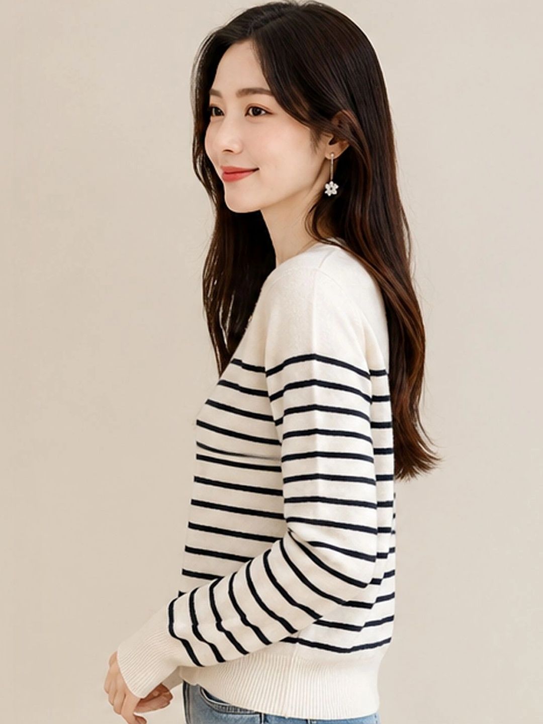 StyleCast StyleCast Striped Long Sleeves Pullover Sweater
