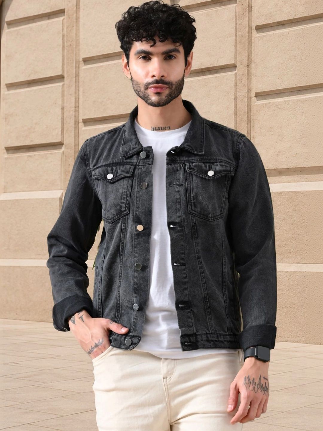Kook N Keech Men Washed Outdoor Denim Jacket