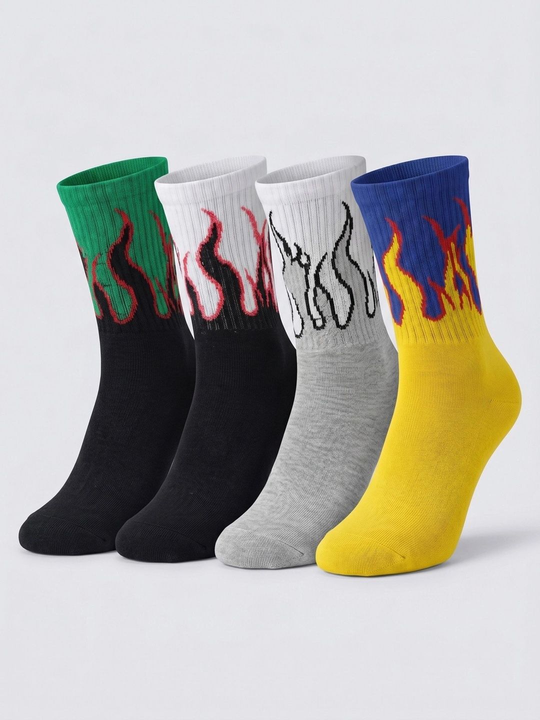 Moda Rapido Men Pack of 4 Cotton Blend Patterned Calf Length Socks