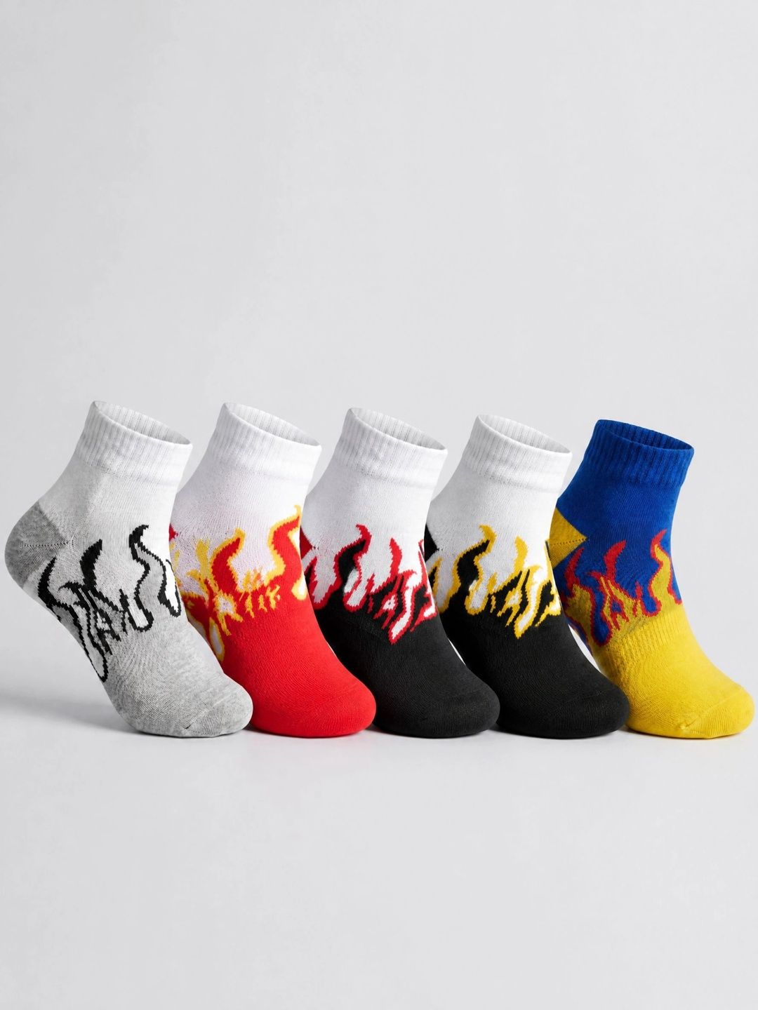 Moda Rapido Men Pack of 5 Cotton Blend Patterned Ankle Length Socks