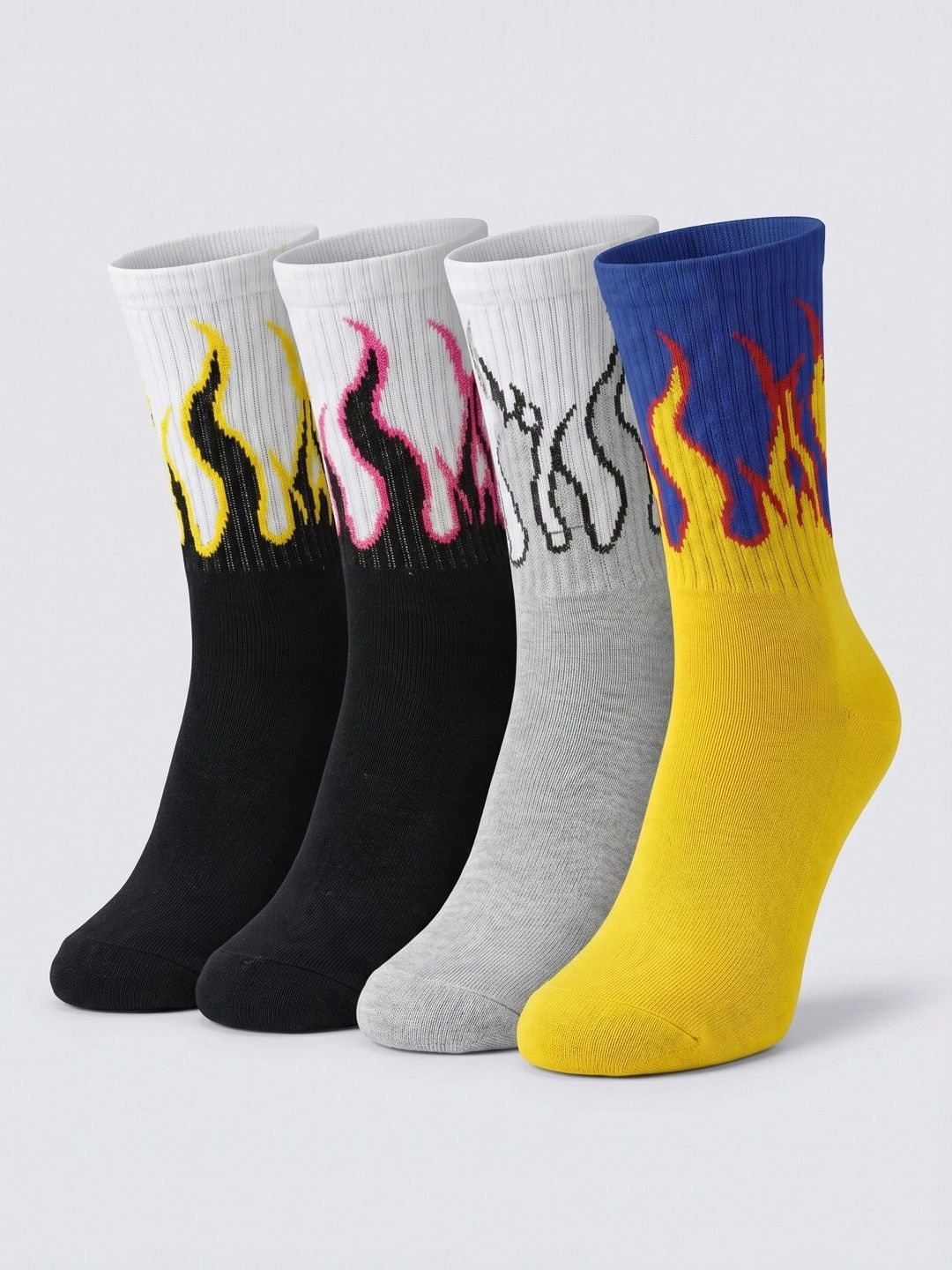 Moda Rapido Men Pack of 4 Cotton Blend Patterned Above Ankle Socks