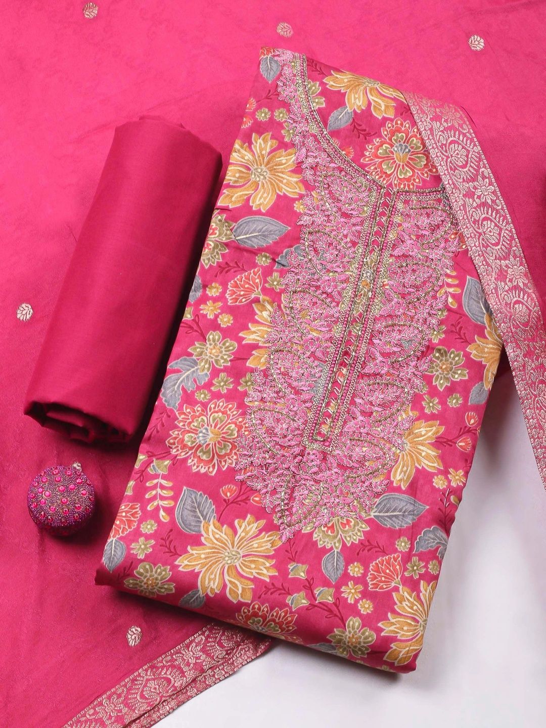 Meena Bazaar Printed Unstitched Dress Material