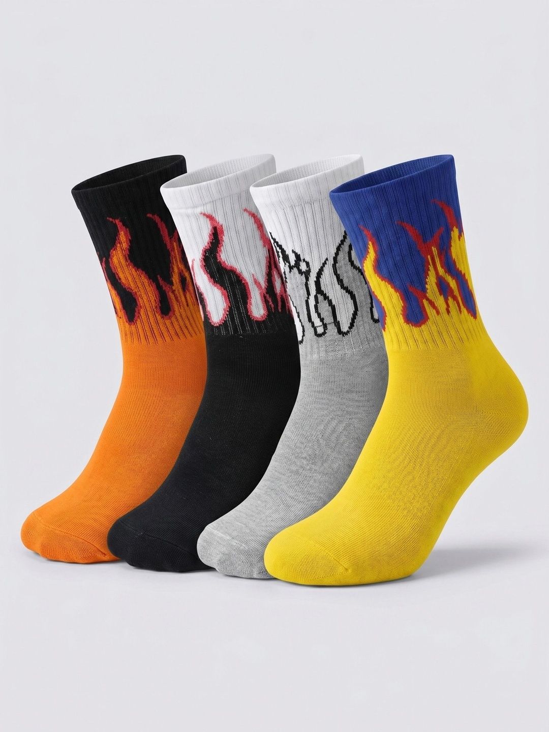 Moda Rapido Men Pack of 4 Cotton Blend Patterned Calf Length Socks