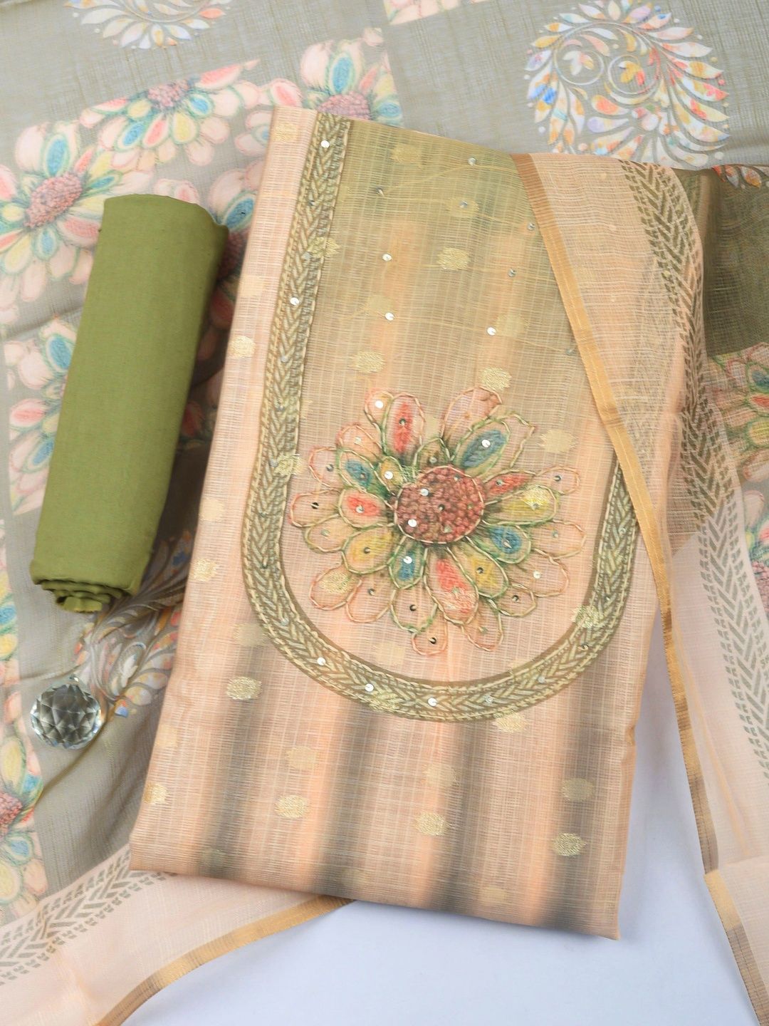 Meena Bazaar Printed Unstitched Dress Material