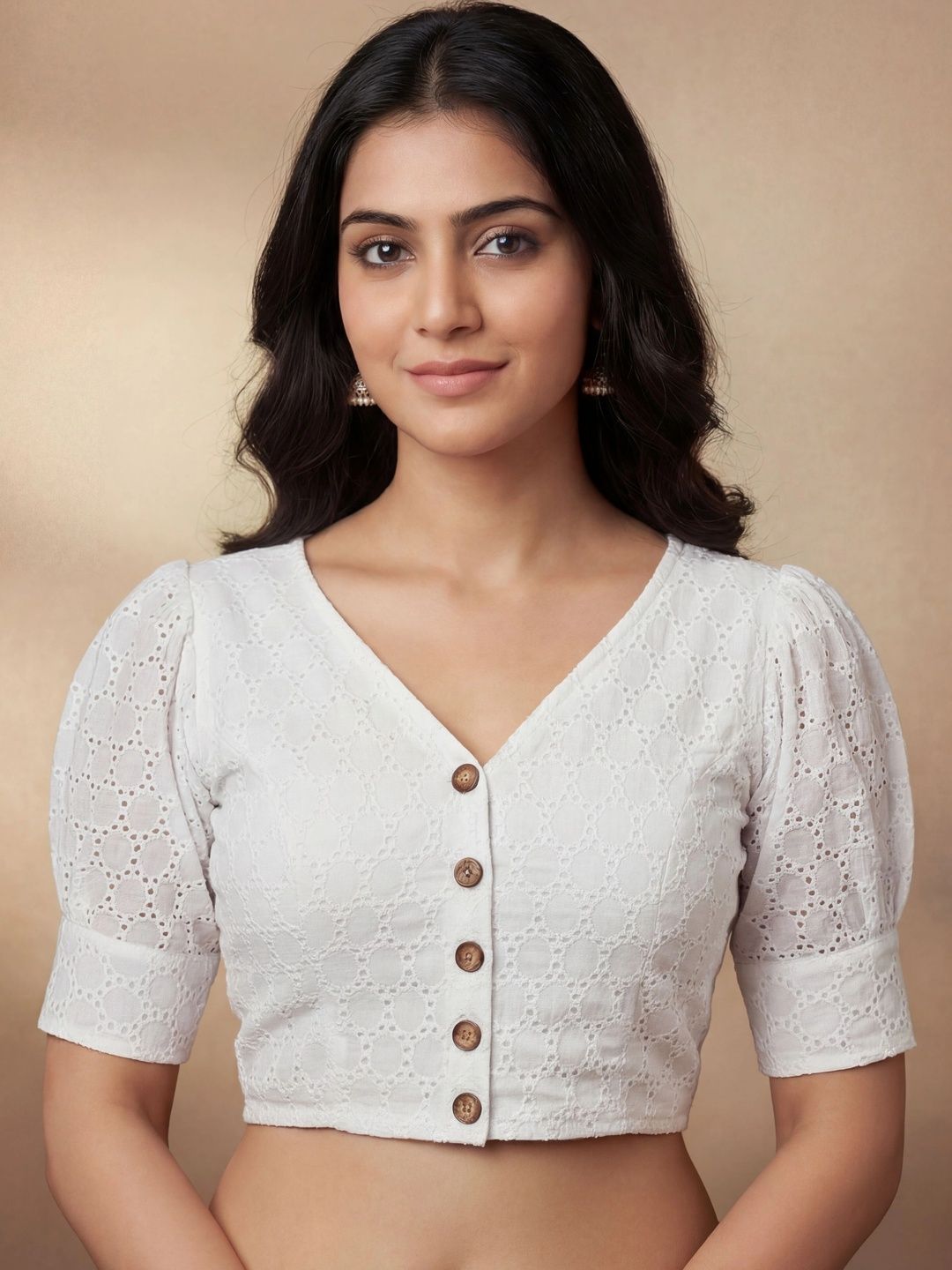 EZSTALL EZSTALL Cotton Embroidered Thread Work Saree Blouse