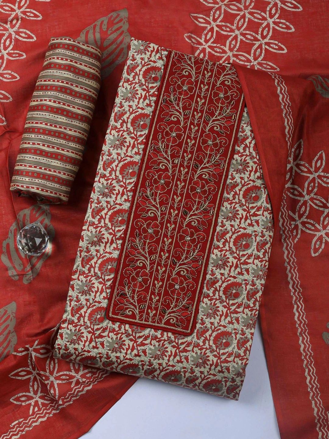 Meena Bazaar Printed Unstitched Dress Material